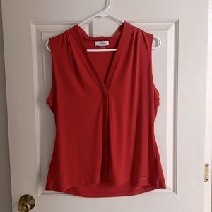 Calvin Klein Red Sleeveless Blouse